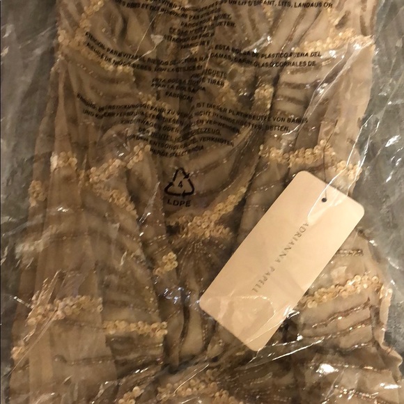 Adrianna Papell gold halter fully beaded gown - Picture 5 of 8